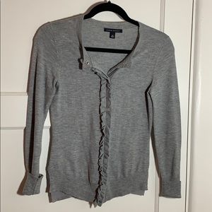Wool blend ruffle cardigan